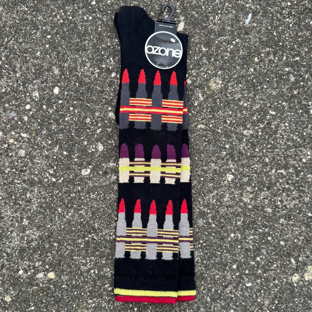OZONE Black Knee High Bullet Ammo Gun Bullets Socks NEW WITH TAG